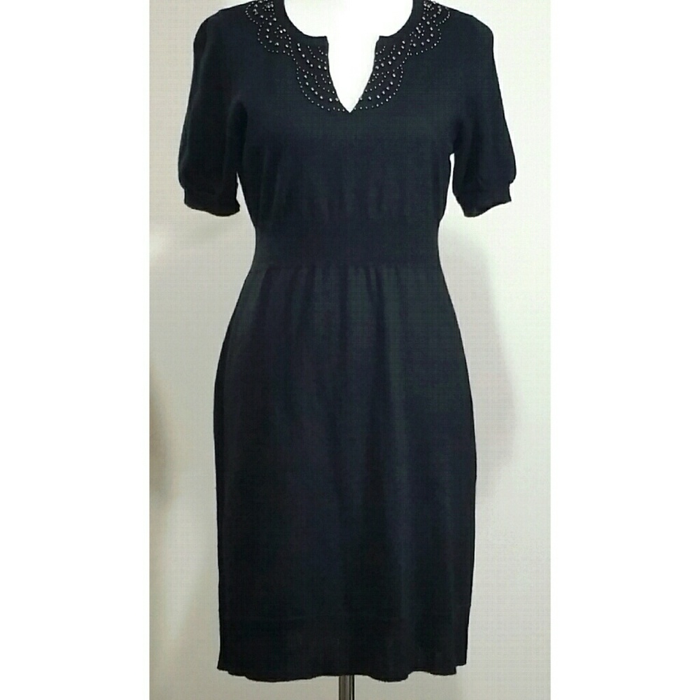 Loft Factory Black Embellished Sweater Dress Sz M